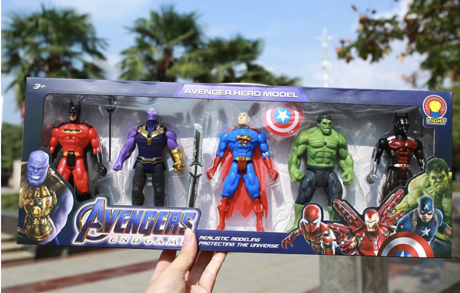 (hàng Sẳn TP.HCM) Bộ đồ chơi biệt đội siêu anh hùng avengers (5 nhân vật :Super man, Hulk, Ant Man, Bat Man, Thanos)