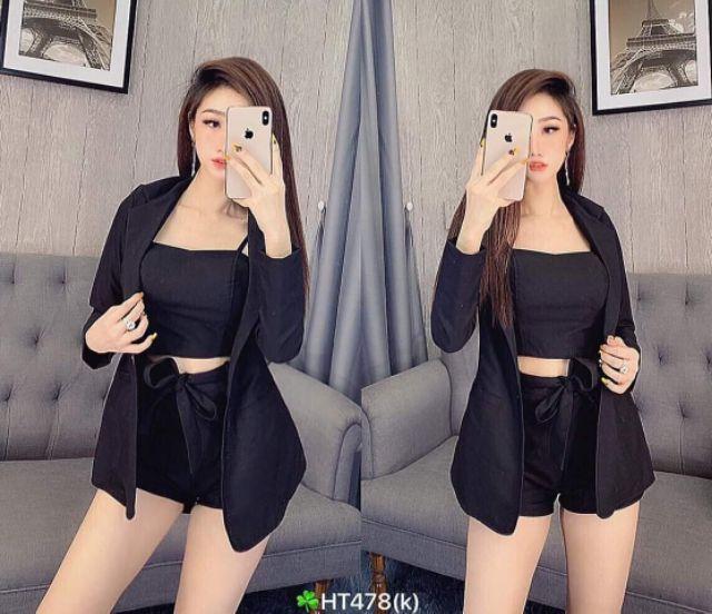 Sét vest quần Short kèm áo ống cúp ngực