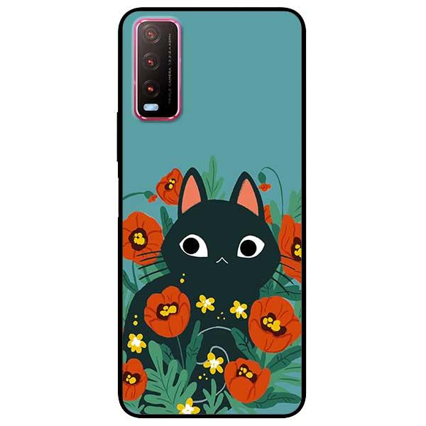 Ốp lưng dành cho Vivo Y20 - Vivo Y20s - Vivo Y12s - Mèo Đen Hoa Đỏ