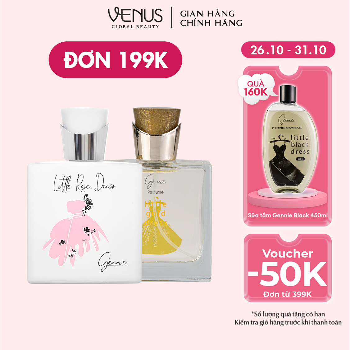 Bộ đôi Nước hoa Nữ Gennie Little Rose + Gold Dress 50ml