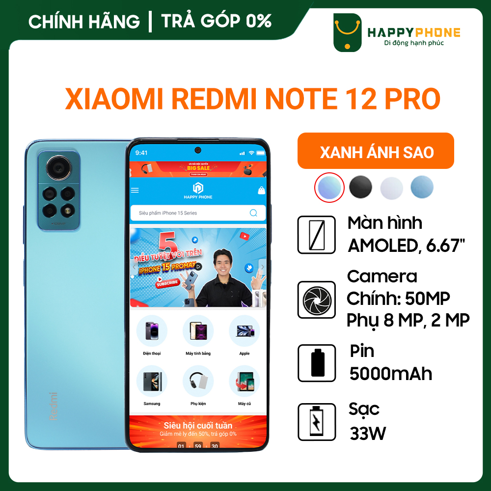 Hình ảnh Điện thoại Xiaomi Redmi Note 12 Pro 4G (8GB/256GB) - Hàng chính hãng