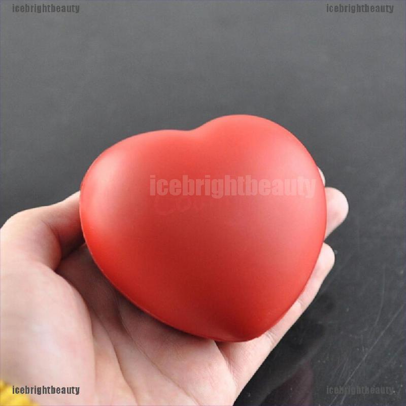 ICEB 1 X Heart Shaped Exercise Stress Relief Squeeze Elastic Rubber Soft Foam Ball