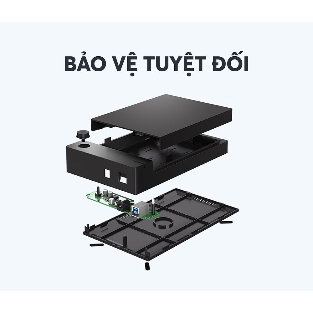 Vỏ hộp đựng ổ cứng SATA 3.5/2.5 inch, dài 50cm, hỗ trợ 10TB, USB 3.0 UGREEN US222 50422 hàng chính hãng