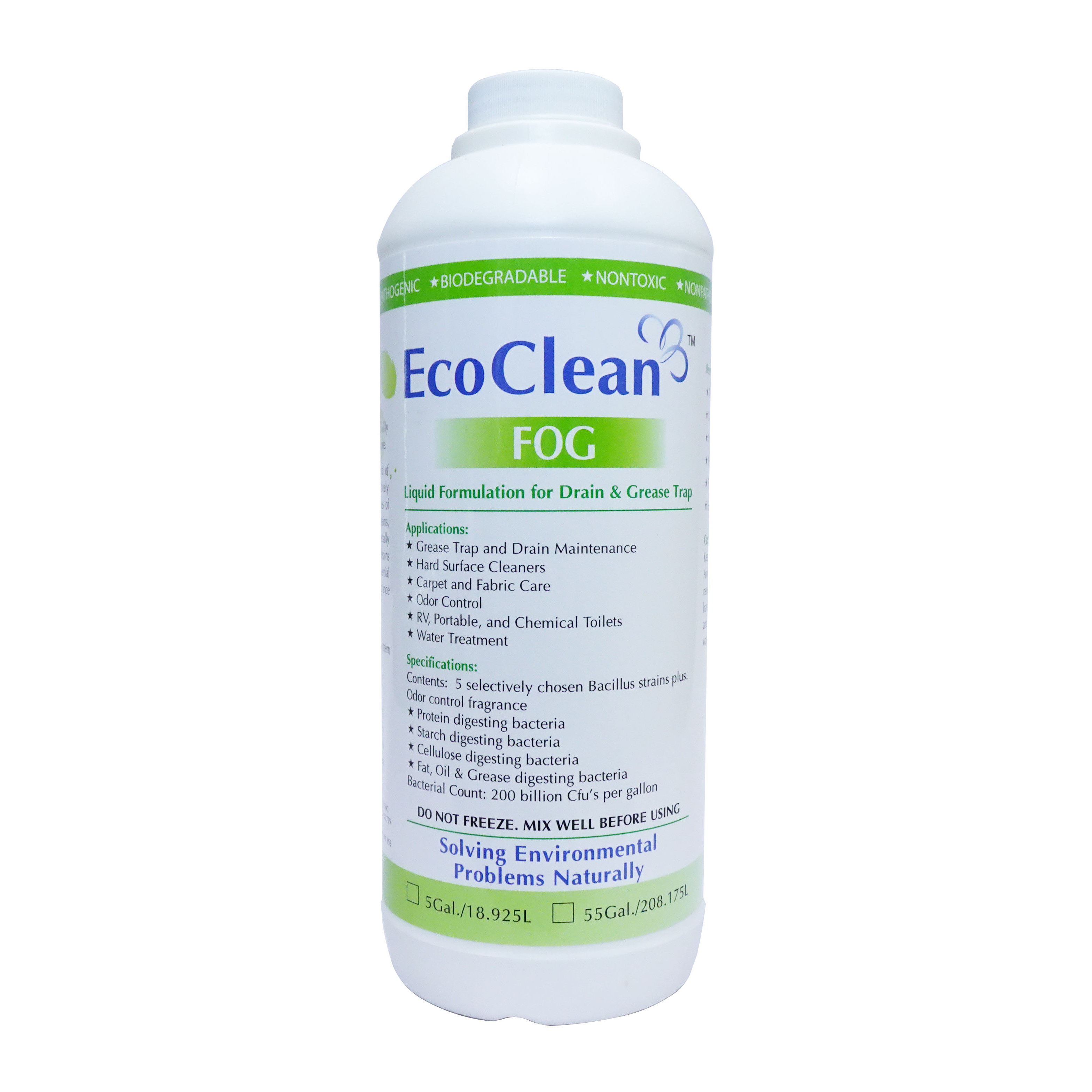 Vi Sinh Xử Lý Dầu Mỡ, Khử Mùi - EcoClean FOG - Chai 1Lít - Chính Hãng Từ USA