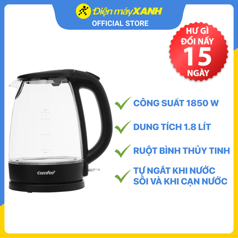 Bình Đun Siêu Tốc Comfee 1.8 lít CK-GC1820B - Hàng Chính Hãng