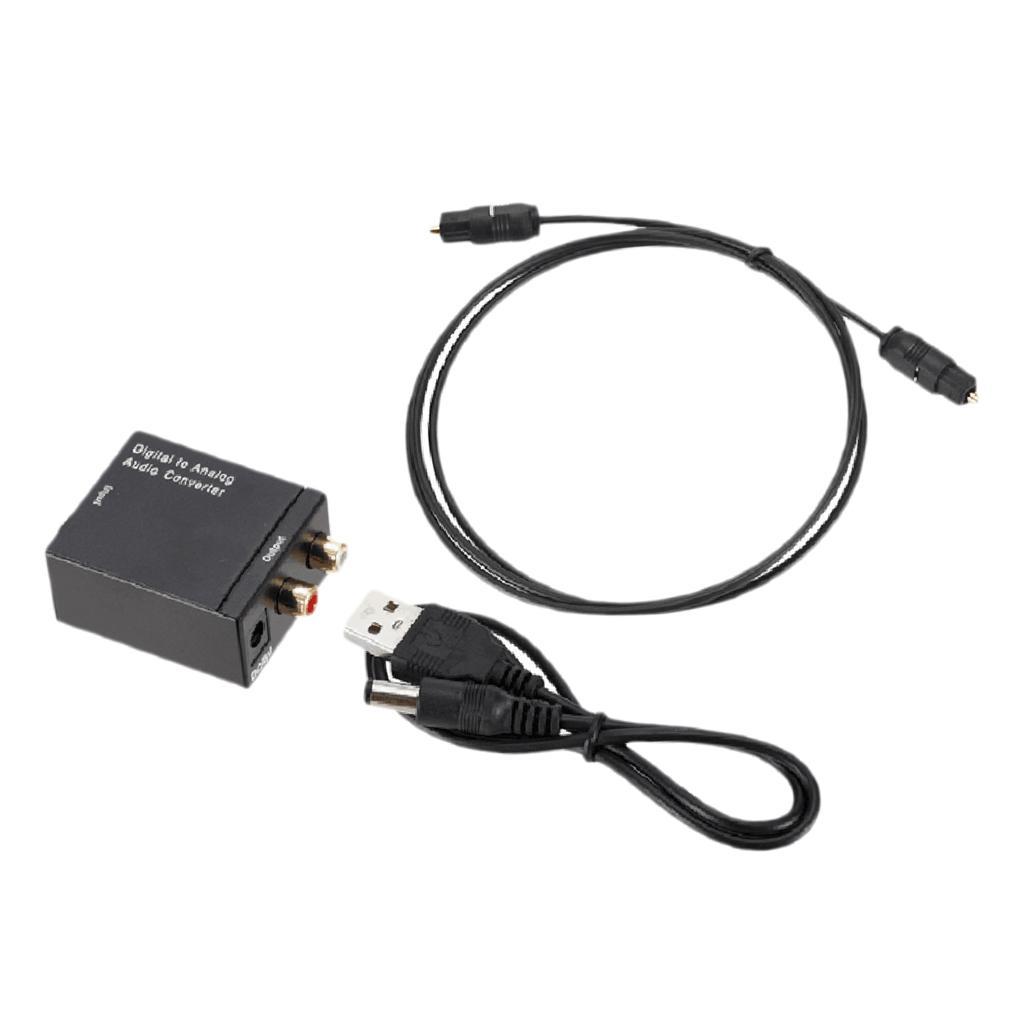Digital Optical Toslink SPDIF Coax To Analog RCA L/R Converter Adapter Black