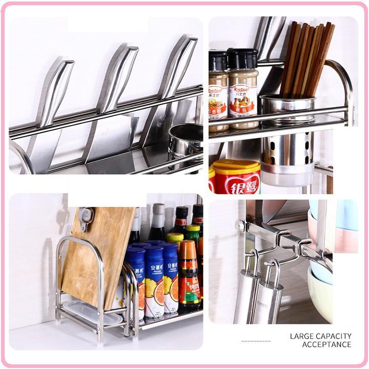 Re0610. 3 Kệ đựng gia vị inox 2 tầng có ngăn để thớt - Kệ gia vị 2 tầng