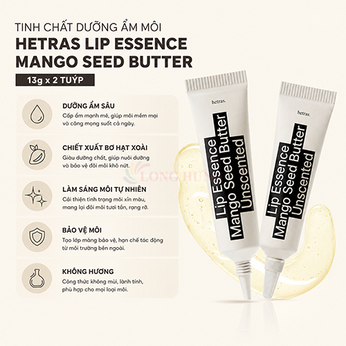Tinh chất dưỡng môi Hetras Lip Essence Mango Seed Butter (13g) - Hàng chính hãng