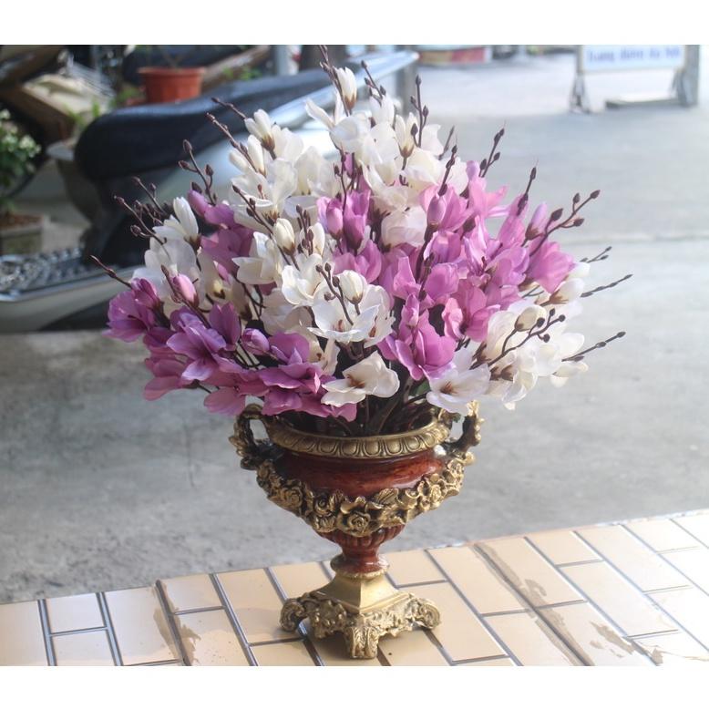Bình cắm hoa Lư Hương màu nâu gỗ sang trọng- Chất liệu composite-không kèm hoa