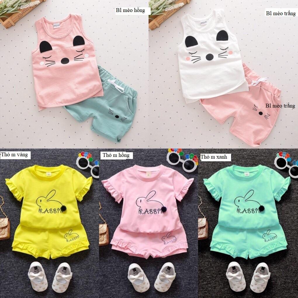 Bộ hè bé gái combo 5 bộ, cotton 4 c cao cấp size 5-21kg