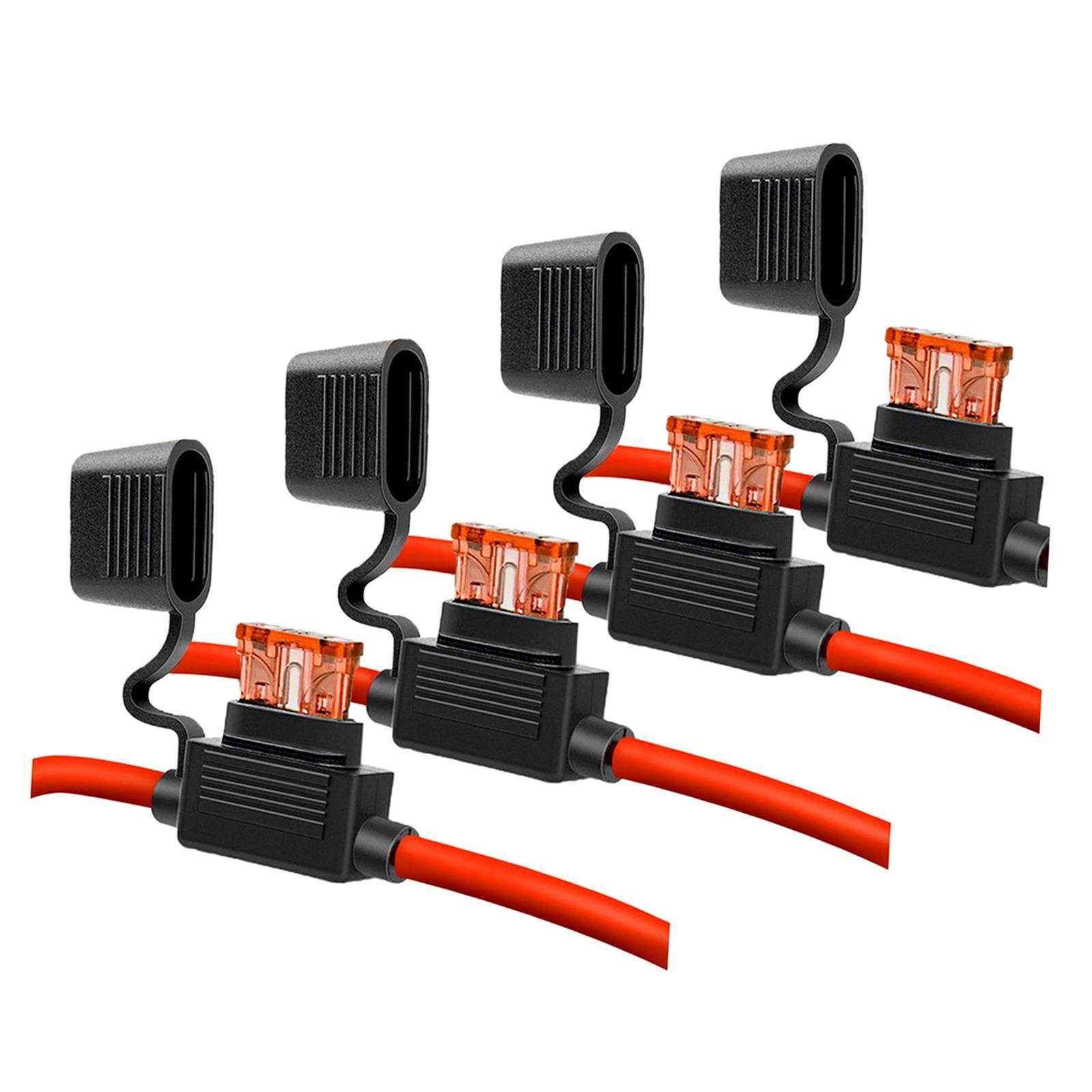 4x Fuse Inline Fuse Holder Add A  Fuse Holder Red Wiring Harness Atc  Fuses  Automotive Fuse Holder for Boats Car