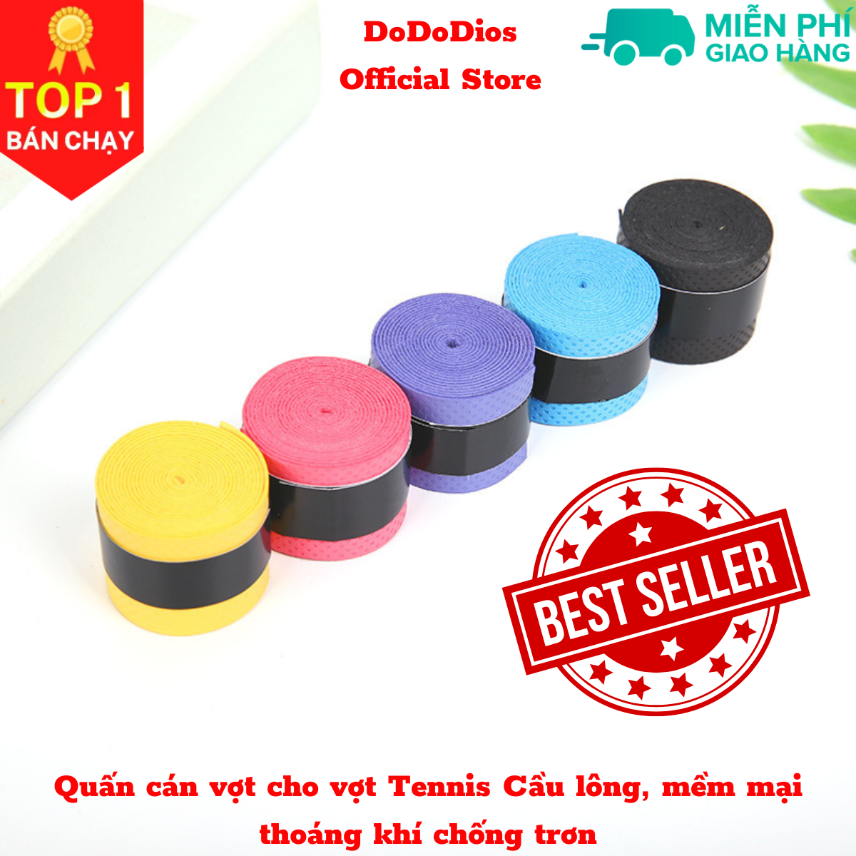 Quấn cán vợt cầu lông, quần cán vợt tennis dododios cho vợt Tennis Cầu lông, mềm mại thoáng khí chống trơn thoát mồ hôi, độ bám cao - dây quấn cán vợt cầu lông, dây quấn cán vợt tennis Hàng Chính Hãng