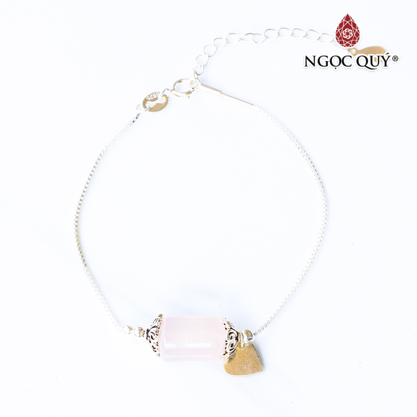Lắc bạc đốt trụ thạch anh hồng mệnh hỏa, thổ - Ngọc Quý Gemstones