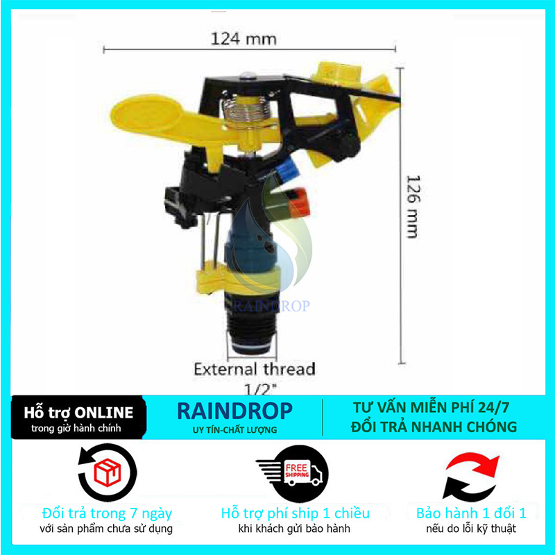 Vòi phun kép vàng rocker chỉnh góc 360 độ ren ngoài 21mm