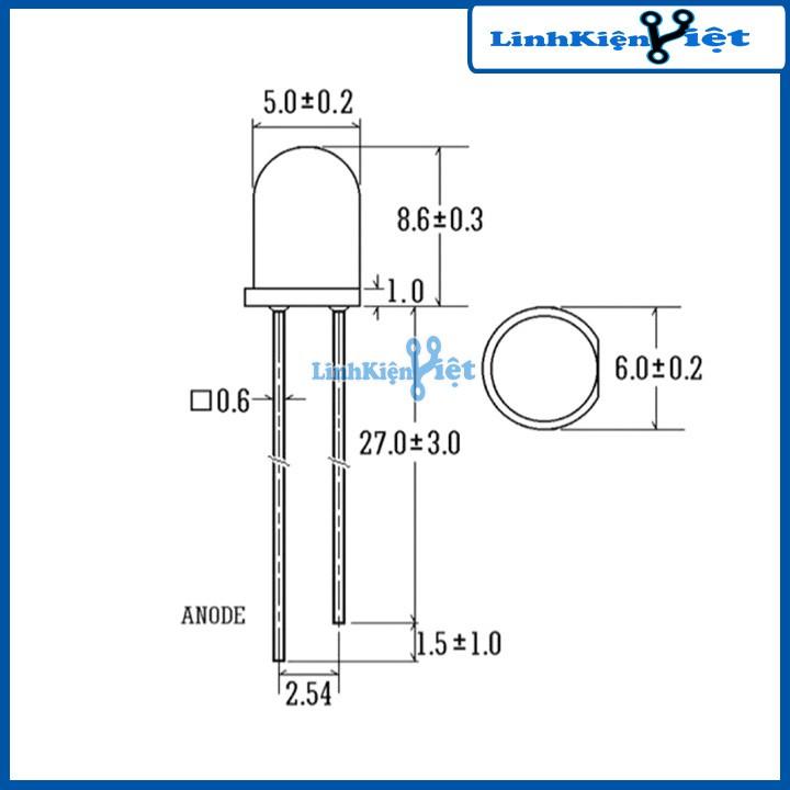 Led Đơn 5mm Siêu Sáng Gói 100 Bóng