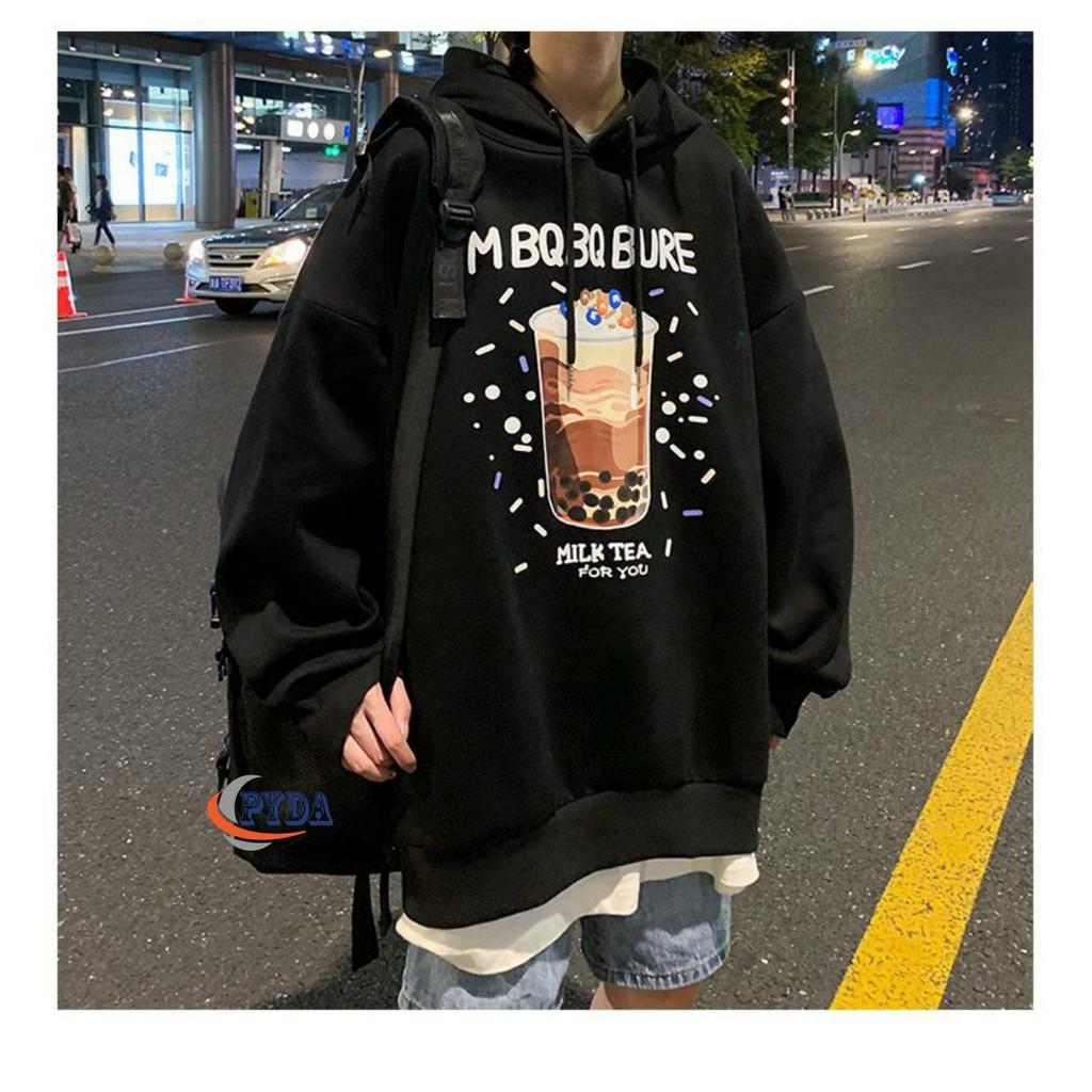 Áo Khoác Hoodie Nỉ Bông Milk Tea Form rộng Unisex Nam Nữ Couple đều mặc được