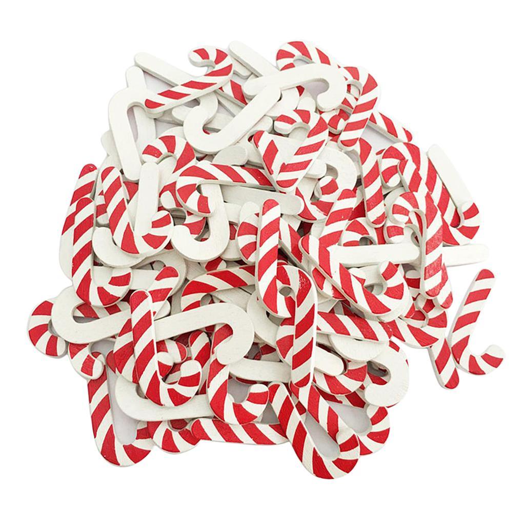 100pcs Christmas Candy Cane Wooden Plaque for Kids DIY Craft