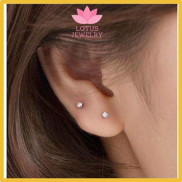 Khuyên tai nụ đá bạc 925 xinh xắn đủ size cho nam và nữ bảo hành 1 đổi 1