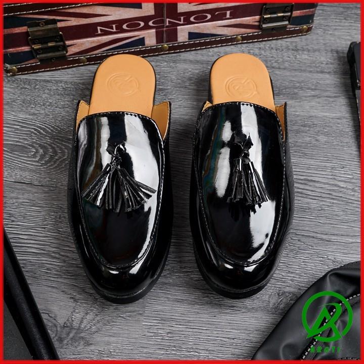 Giày lười sục nam phong cách trẻ trung, Dép giả giày nam cao cấp kết hợp chuông giá rẻ đế cao su đúc bền - Mã GEA04