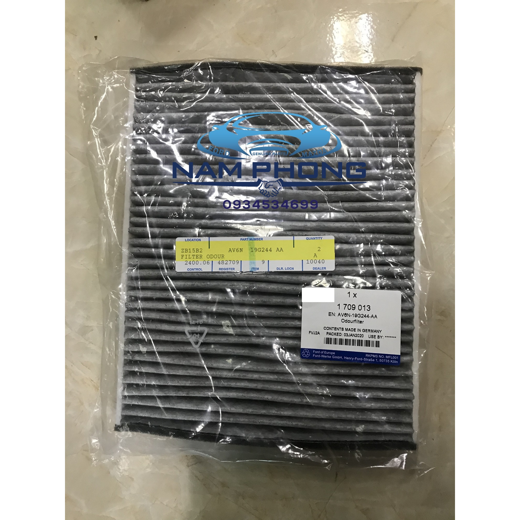 Lọc gió điều hòa Focus 15 - AV6N19G244AA , Sử dụng cho các dòng xe  Ford Focus TỪ ĐỜI  2012 –2020 , FILTER ODOUR