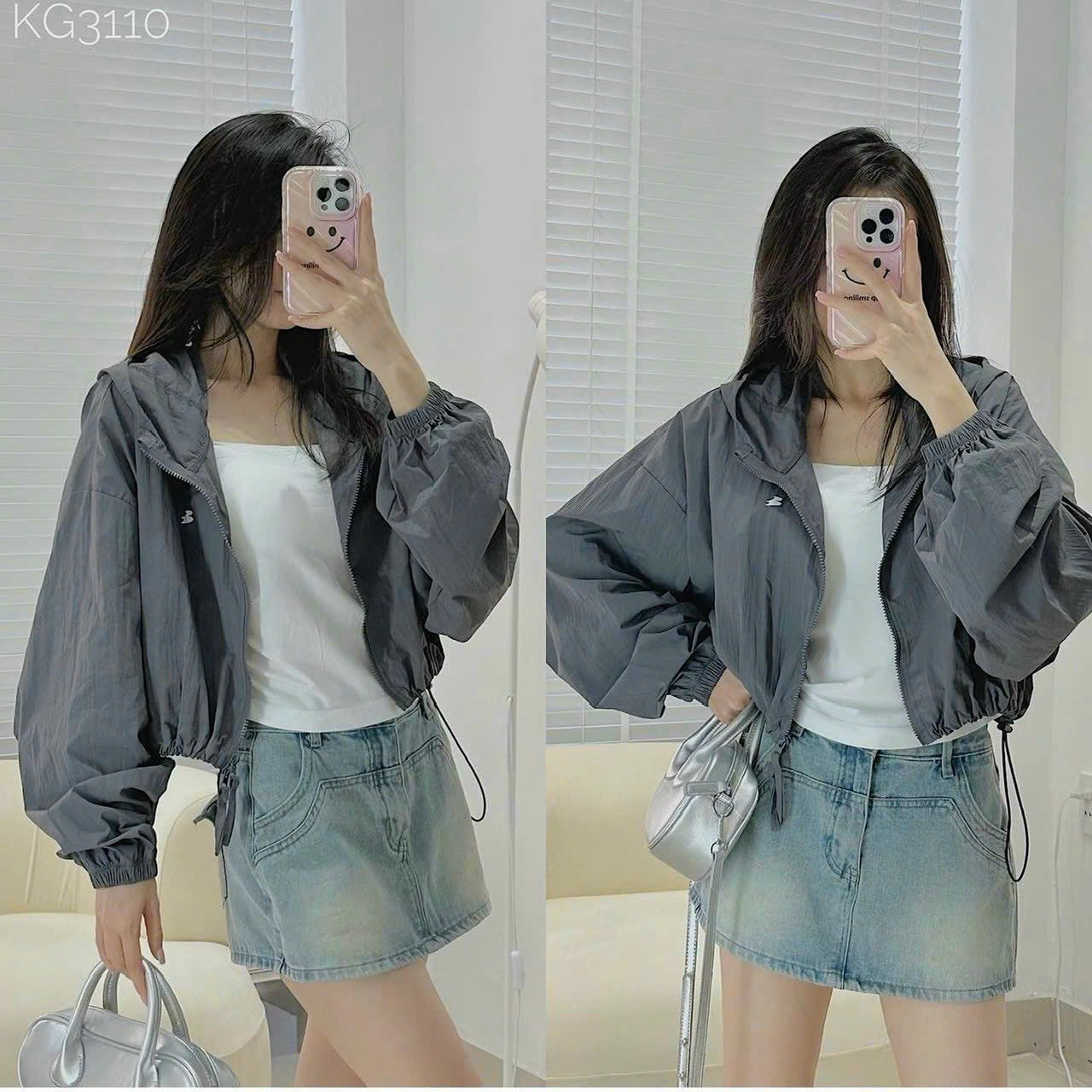 Áo khoác dù THÊU LOGO Nam Nữ form lửng unisex dù trượt nước 1 lớp ulzzang Siêu chất