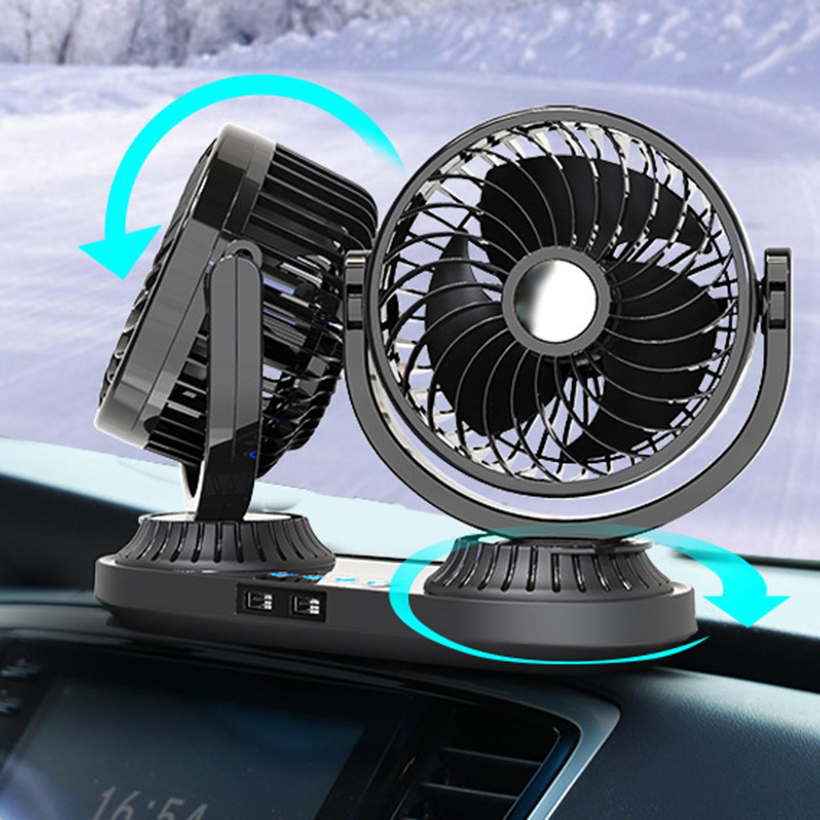 Dual Heads Car Fan 12V 24V Universal 360 Degree Rotating Air Circulation Fan