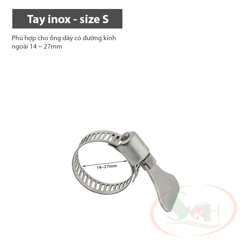Cổ dê đai siết giữ dây ống tay vặn inox kẹp ống lọc bể cá tép thủy sinh