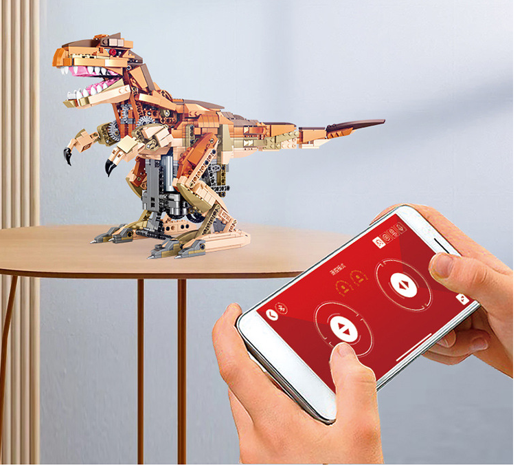 Đồ chơi lắp ráp , xếp hình Khủng Long bạo chúa có điều khiển bằng tay cầm remote hoặc qua app trên smartphone Tyrannosaurus Rex –SY205035- 1036 chi tiết