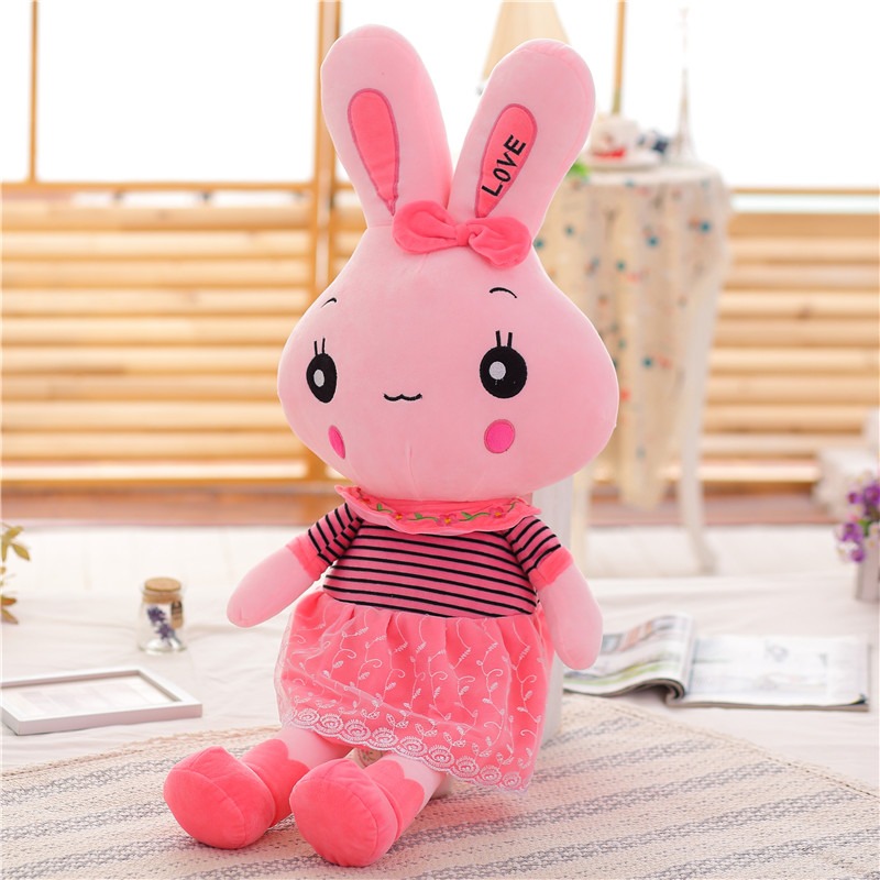 Gấu bông thỏ mặc váy màu hồng – Quà tặng thú nhồi bông siêu dễ thương – Nhiều size từ 45 đến 100 cm – Gối ôm cho bé ngủ ngon