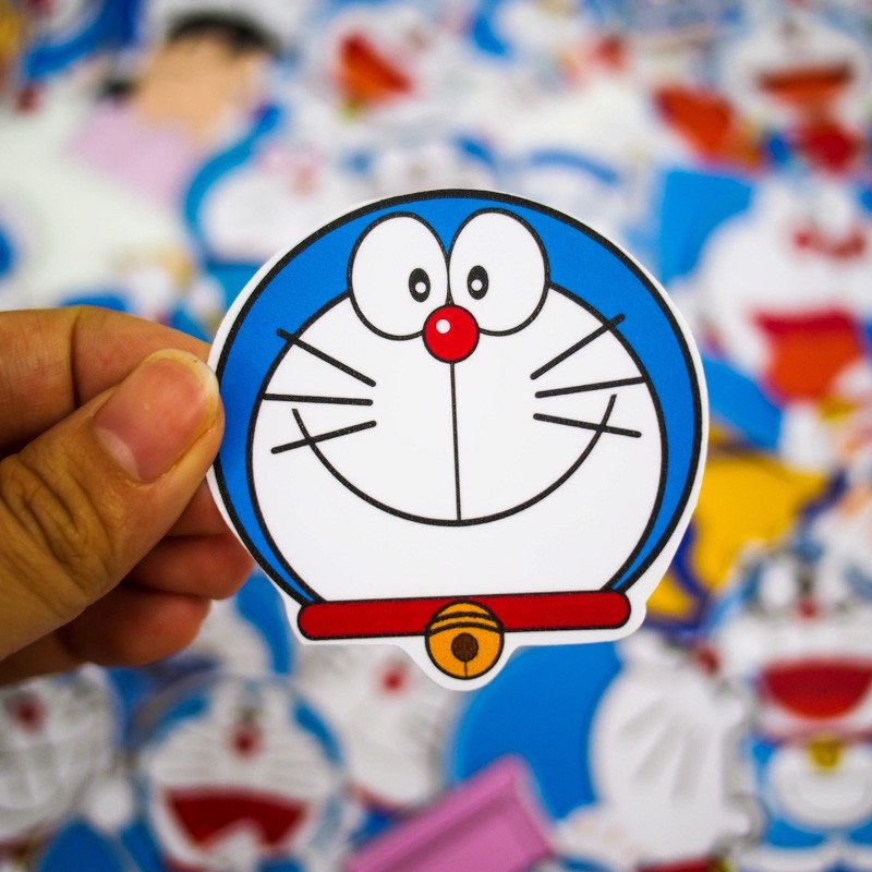 Hộp 100 Sticker hình dán Doraemon dán Laptop, Vali, Mũ bảo hiểm, Điện thoại, Xe máy