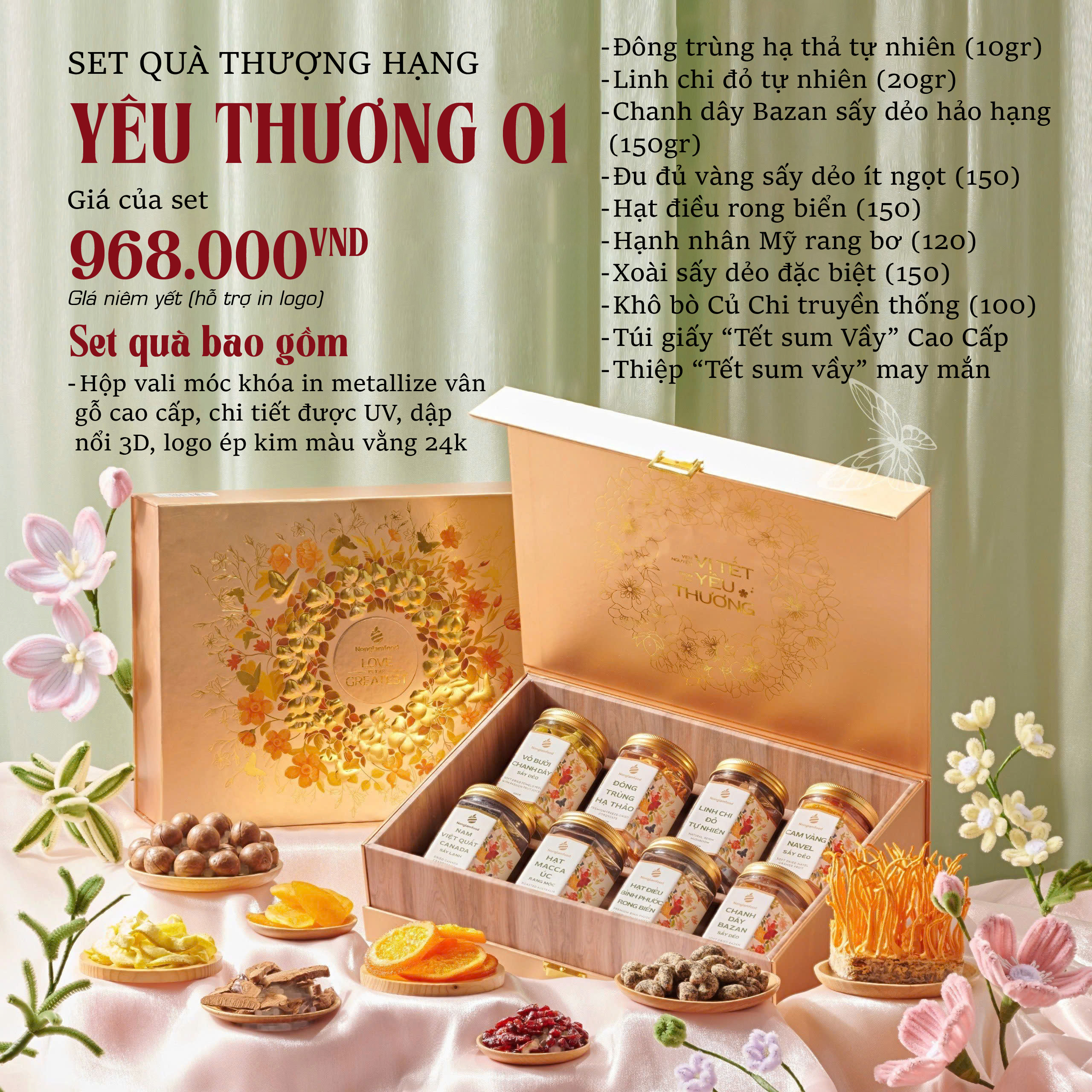[BỘ QUÀ TẾT 2025] Set quà Tết Yêu Thương 01 Nonglamfood | Hạt mứt tết cao cấp, quà tặng cho người thân