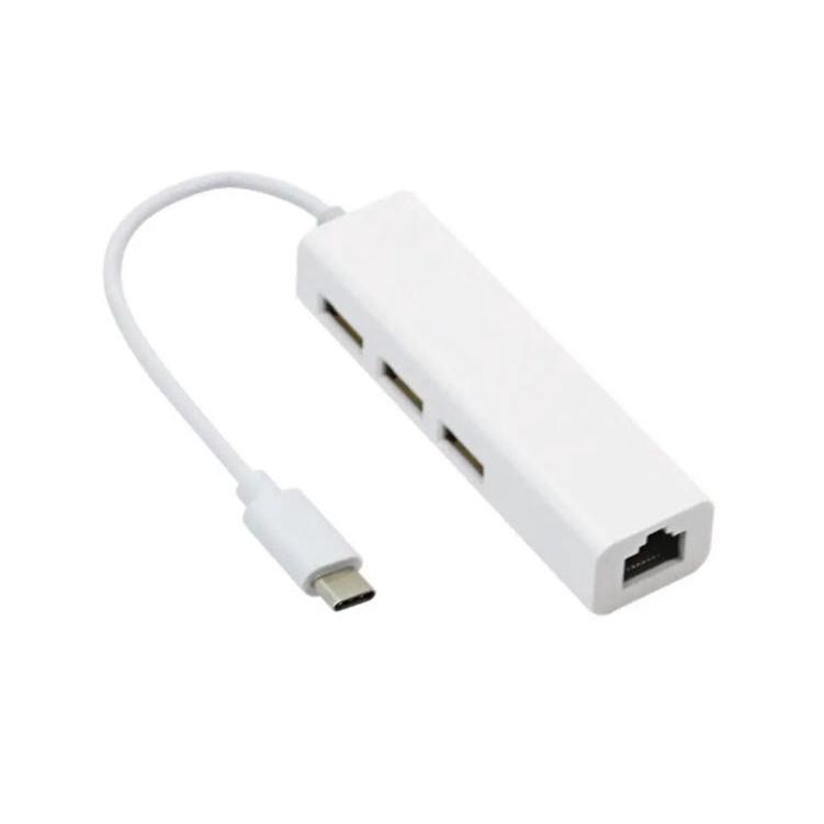 CÁP TYPE C RA 3 CỔNG USB VÀ CỔNG LAN RJ45 ETHERNET ADAPTER TẶNG 1 ĐÈN LED