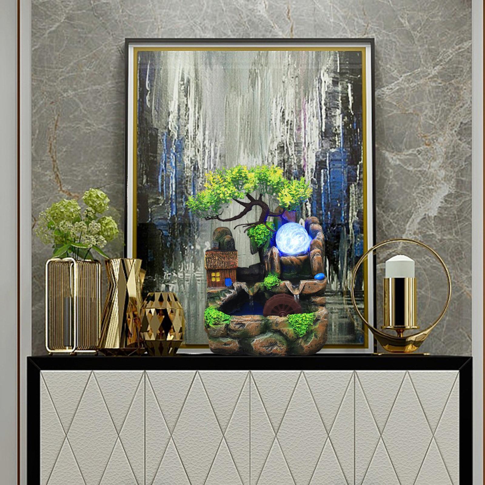Creative Waterfall Fountain Rockery LED Lights Indoor Meditation