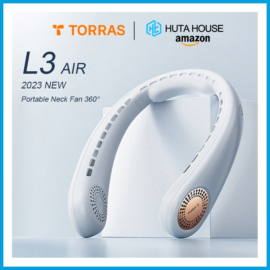 Quạt đeo cổ mini Torras L3 Air không cánh, tích điện, quạt quàng cổ thể thao thông minh rảnh tay, đa năng, không dây