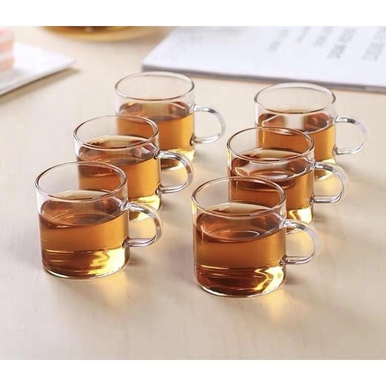 Bộ ấm trà thủy tinh tay vồng kèm khay 600ml