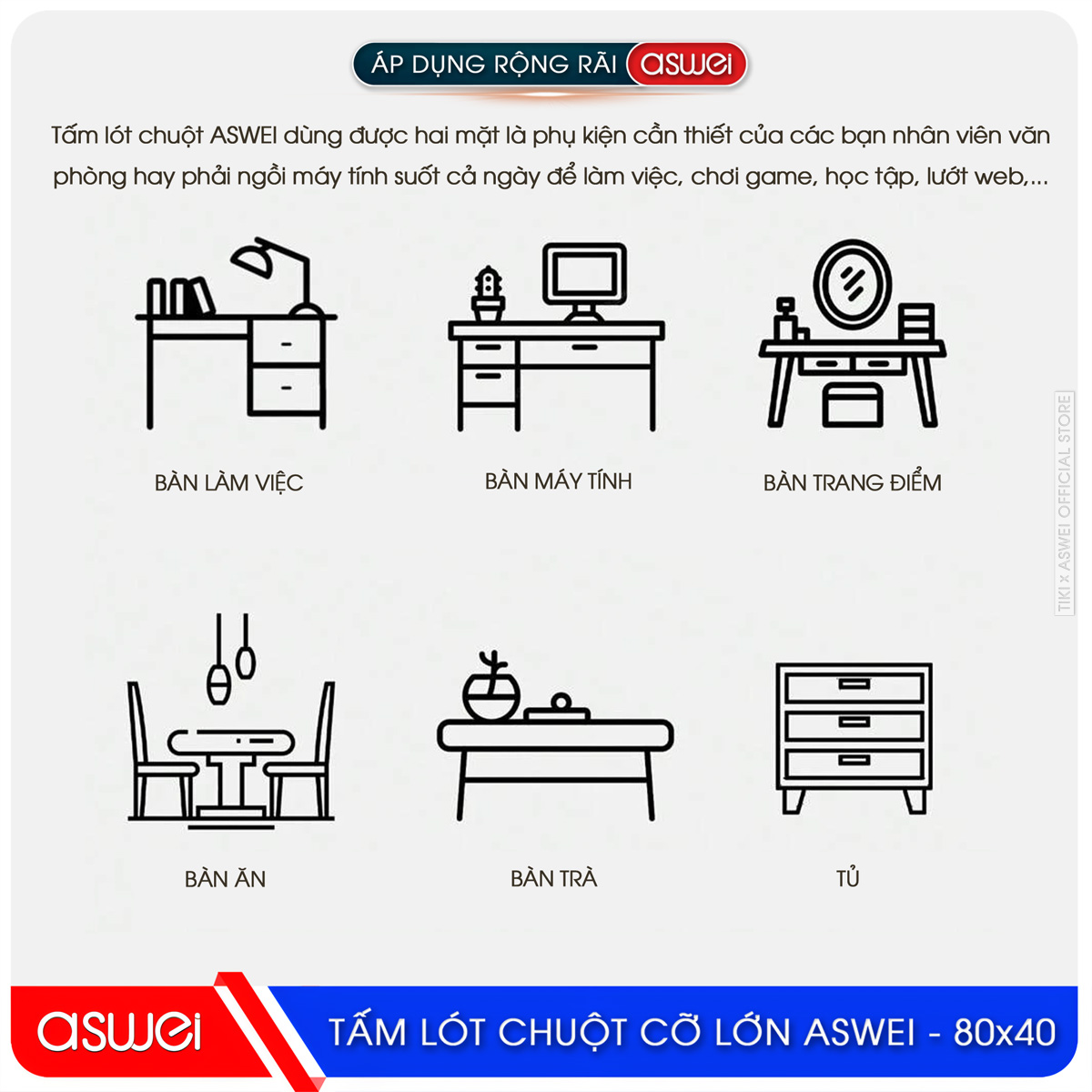 Miếng Lót Chuột ASWEI Cao Cấp - Hàng Chính Hãng