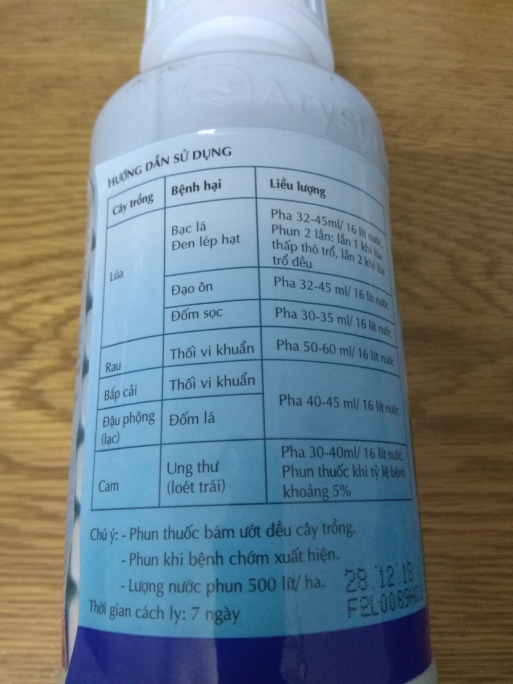 Sản phẩm trừ vi khuẩn và nấm KASUMIN 2SL - chai 425 ml