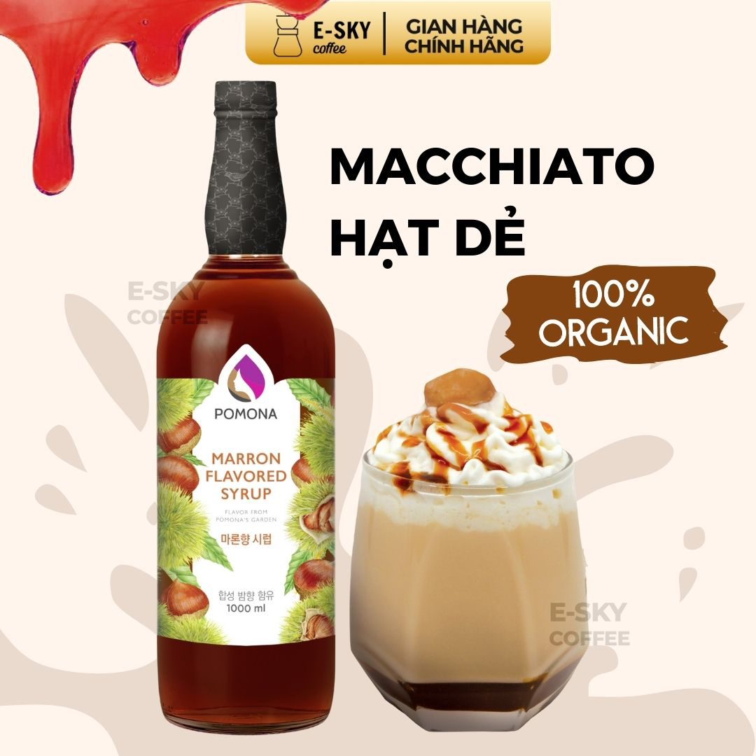 Siro Hạt Dẻ Pomona Marron Syrup Nguyên Liệu Pha Chế Hàn Quốc Chai Thủy Tinh 1 lít