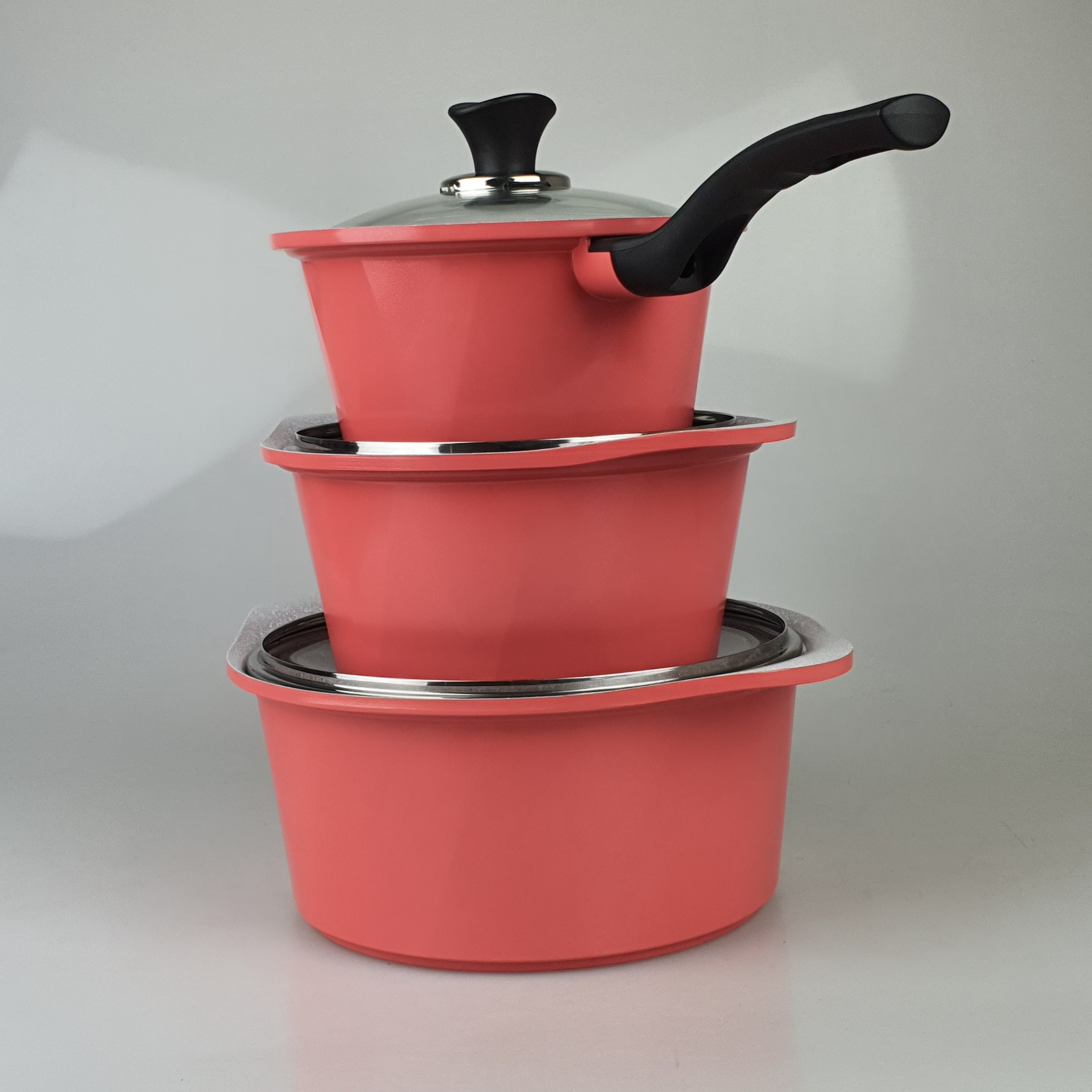 [Dùng Mọi Loại Bếp]Bộ nồi đúc, quánh đúc đáy từ men chống dính ceramic  Greencook GCS05 và GCS02 màu xanh ngọc và màu hồng ( chọn phân loại) gồm quánh size 18cm, nồi 20 và 24cm- hàng chính hãng