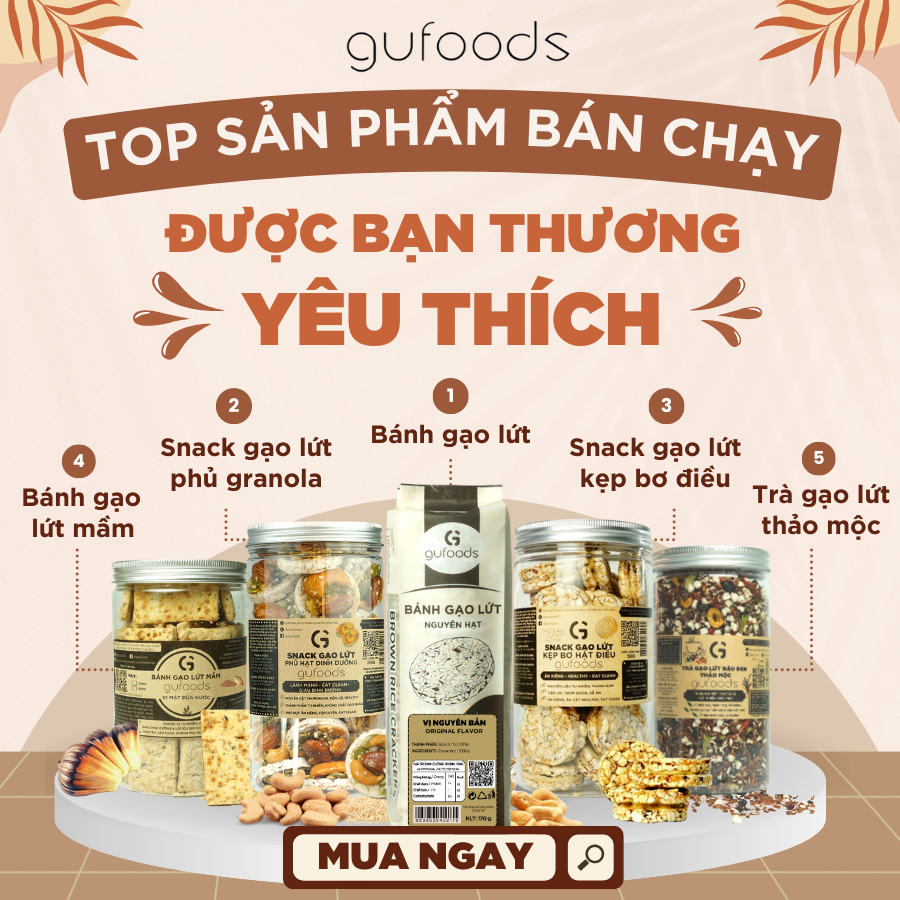 Granola thuần chay nướng mật dừa nước GUfoods - Dinh dưỡng, Tiện lợi, Thơm ngon, Giàu lợi ích sức khỏe