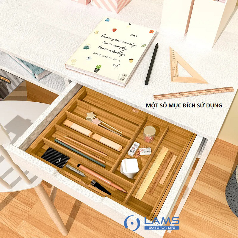 Khay đựng mỹ phẩm nhiều ngăn bằng gỗ cho hộc tủ, ngăn kéo