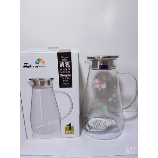 Bình nước thủy tinh chịu nhiệt 400*c 3 cỡ 1 lít 1,8 lít 2 lít