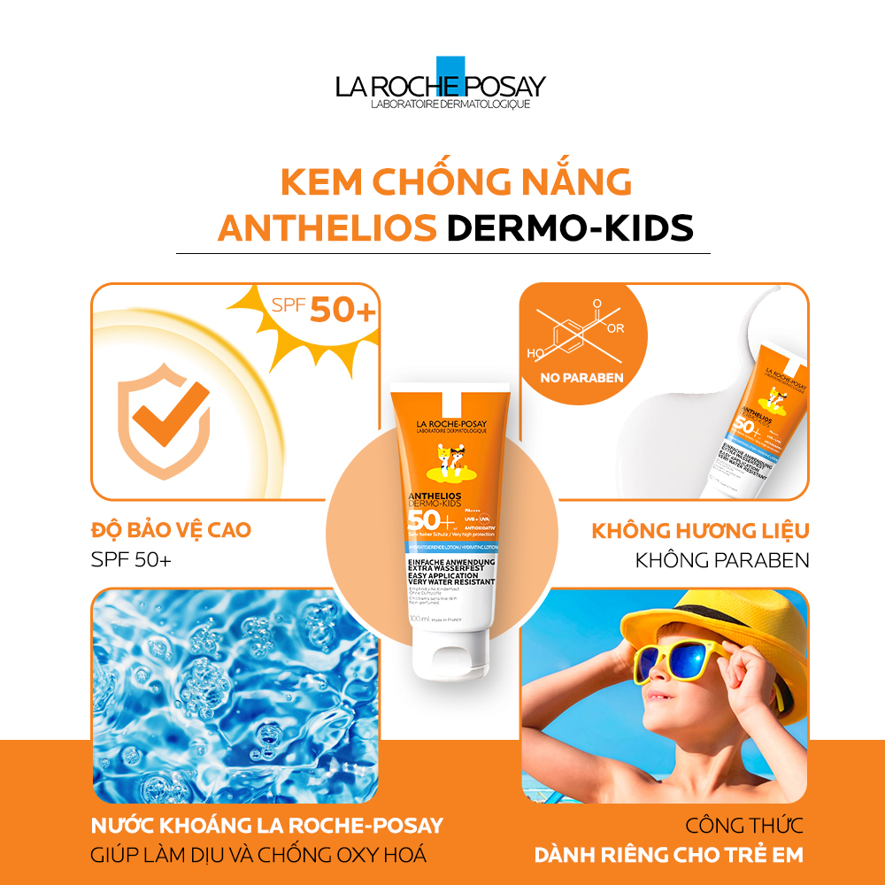 Kem Chống Nắng Dạng Sữa Cho Trẻ Em La Roche-Posay Anthelios Dermo Kid SPF 50+ UVB &amp; UVA (100ml)