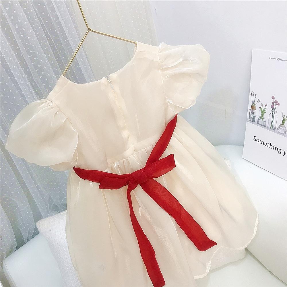 Đầm voan lụa tay bồng hàng quảng châu cao cấp cho bé gái