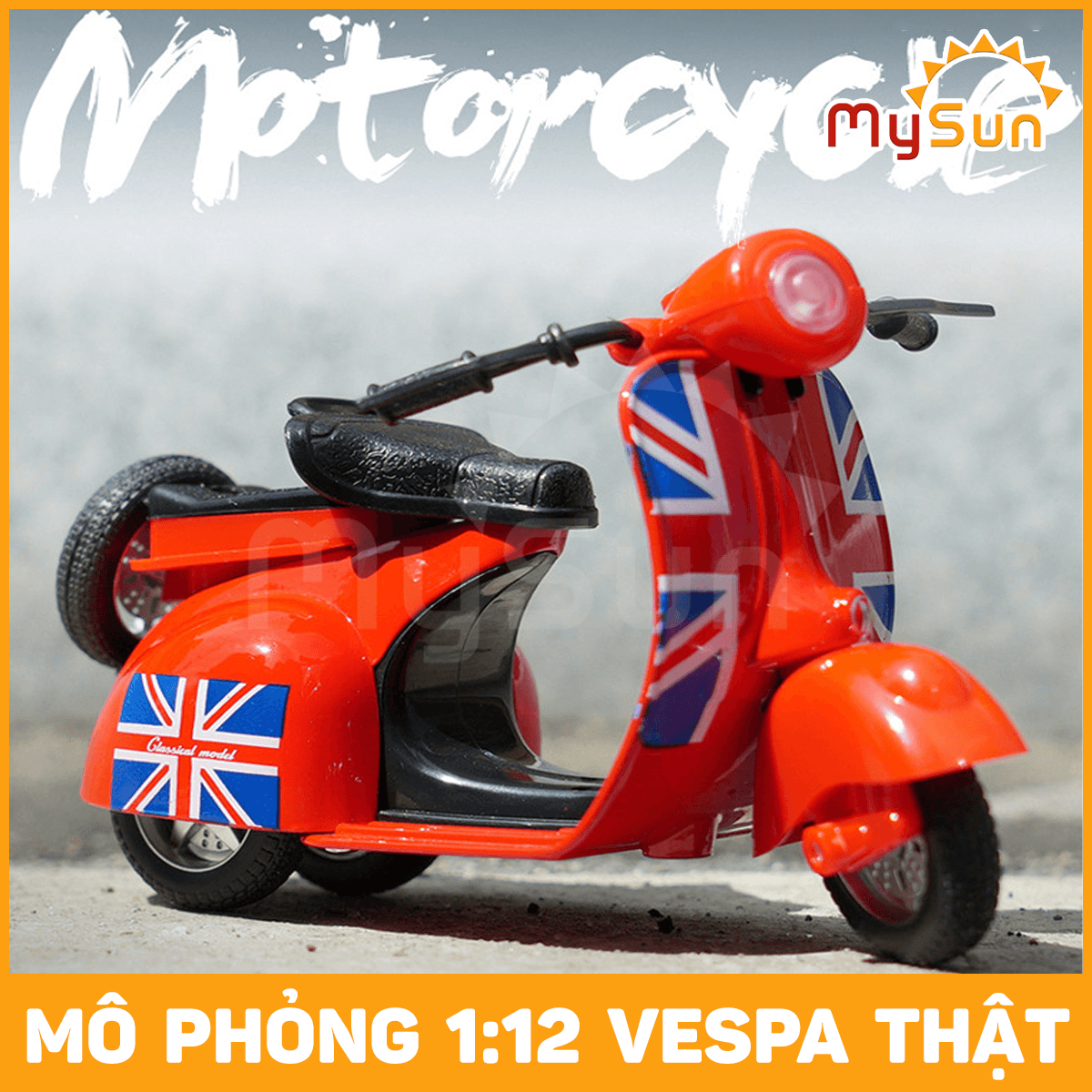 Mô hình xe máy Vespa Sprint cổ đồ chơi độ mini 1:12 cho bé