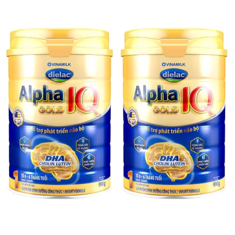 COMBO 2 SỮA BỘT DIELAC ALPHA GOLD IQ 1 900G (CHO TRẺ TỪ 0 - 6 THÁNG TUỔI)