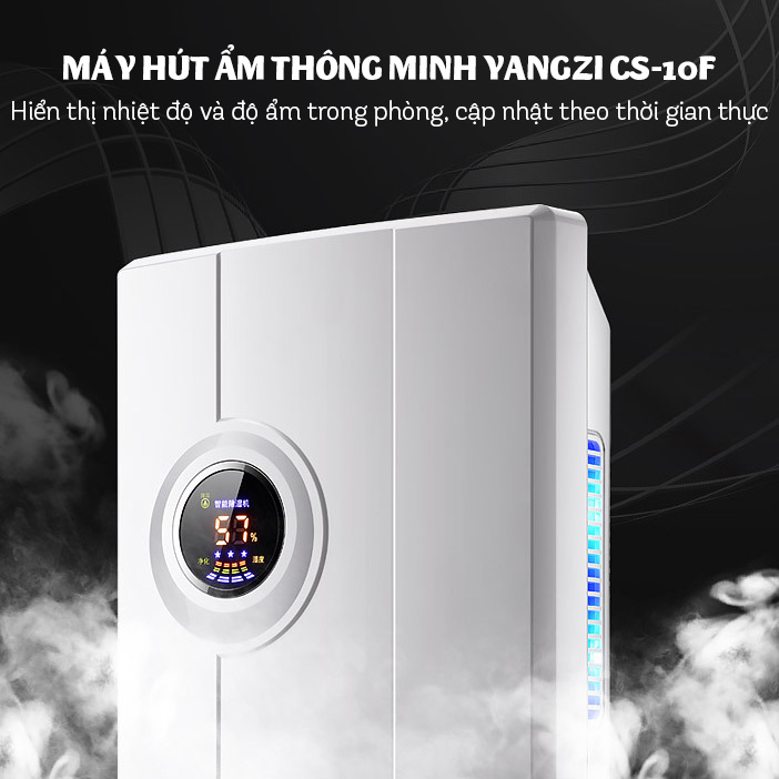 Máy hút ẩm  YZCS-10F công nghệ hút ẩm Hybrid màn hình LED hiển thị nhiệt độ độ ẩm dung tích 2.2L