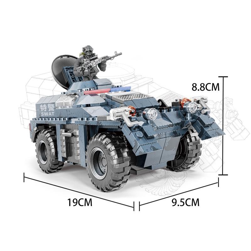 Đồ chơi Lắp ráp Xe bọc thép chống nổ, XJ-792A Explosion-Proof Car, Xếp hình thông minh, Mô hình quân sự