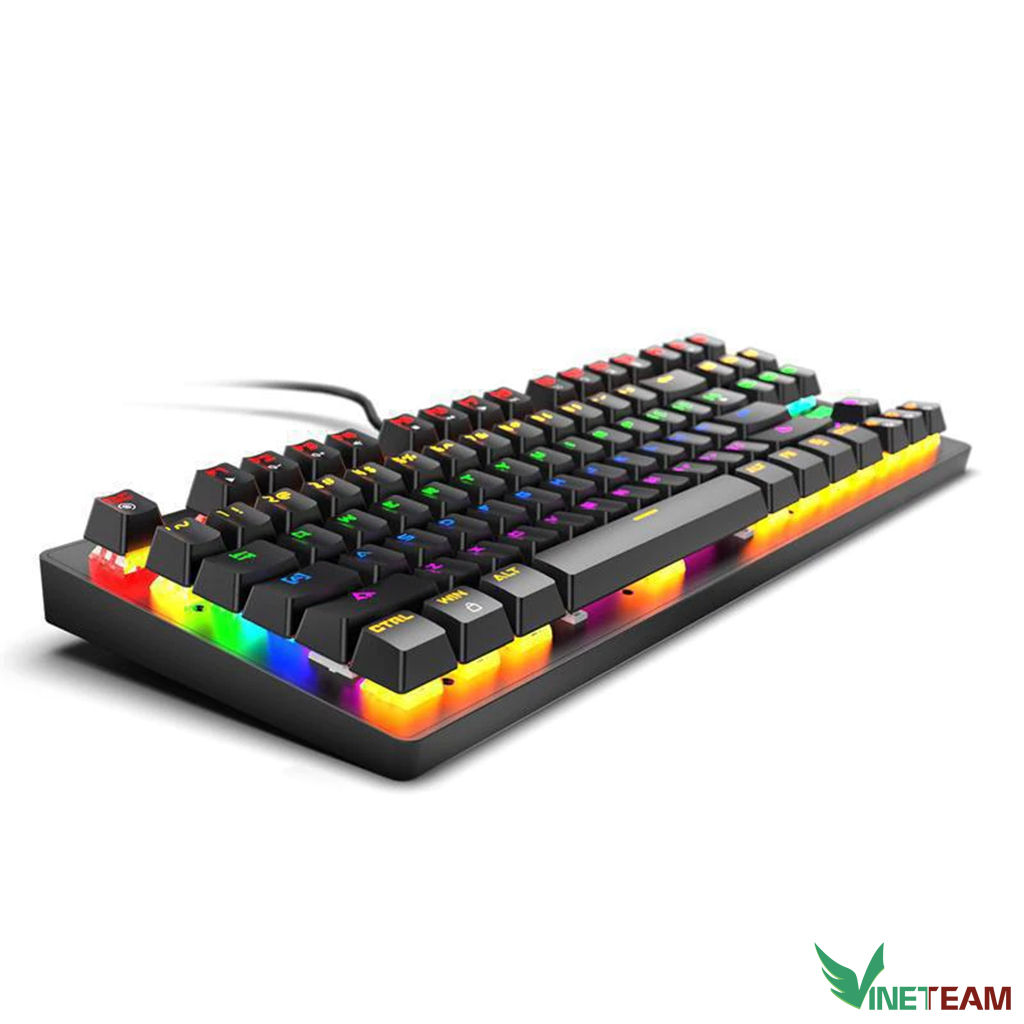 Bàn Phím Cơ Chuyên Game VINETTEAM K2 Led RGB Siêu Đẹp 10 Chế Độ Màu Cực Ngầu Blue Switch 87 Phím Chơi Game Dùng Văn Phòng Cực Đã- Hàng Chính Hãng