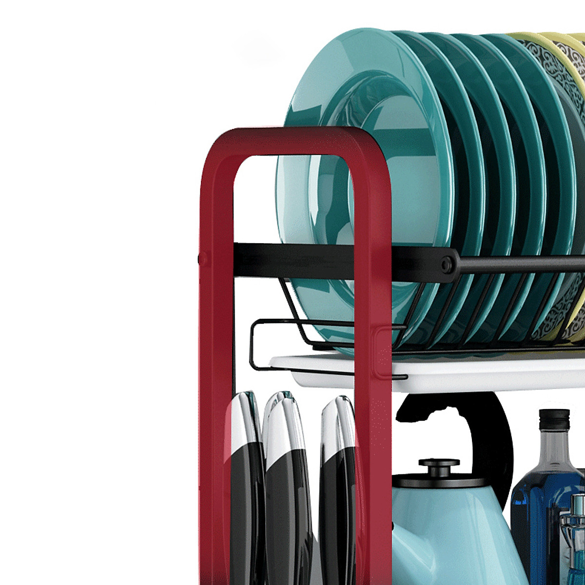 Kệ chén bát đĩa 2 - 3 tầng INOX 304 cao cấp sơn đen tĩnh điện kèm khay ráo nước, giá kệ úp bát khô ráo trên bàn bếp gọn gàng, sạch sẽ, kệ đa năng tiết kiệm không gian - Hàng cao cấp